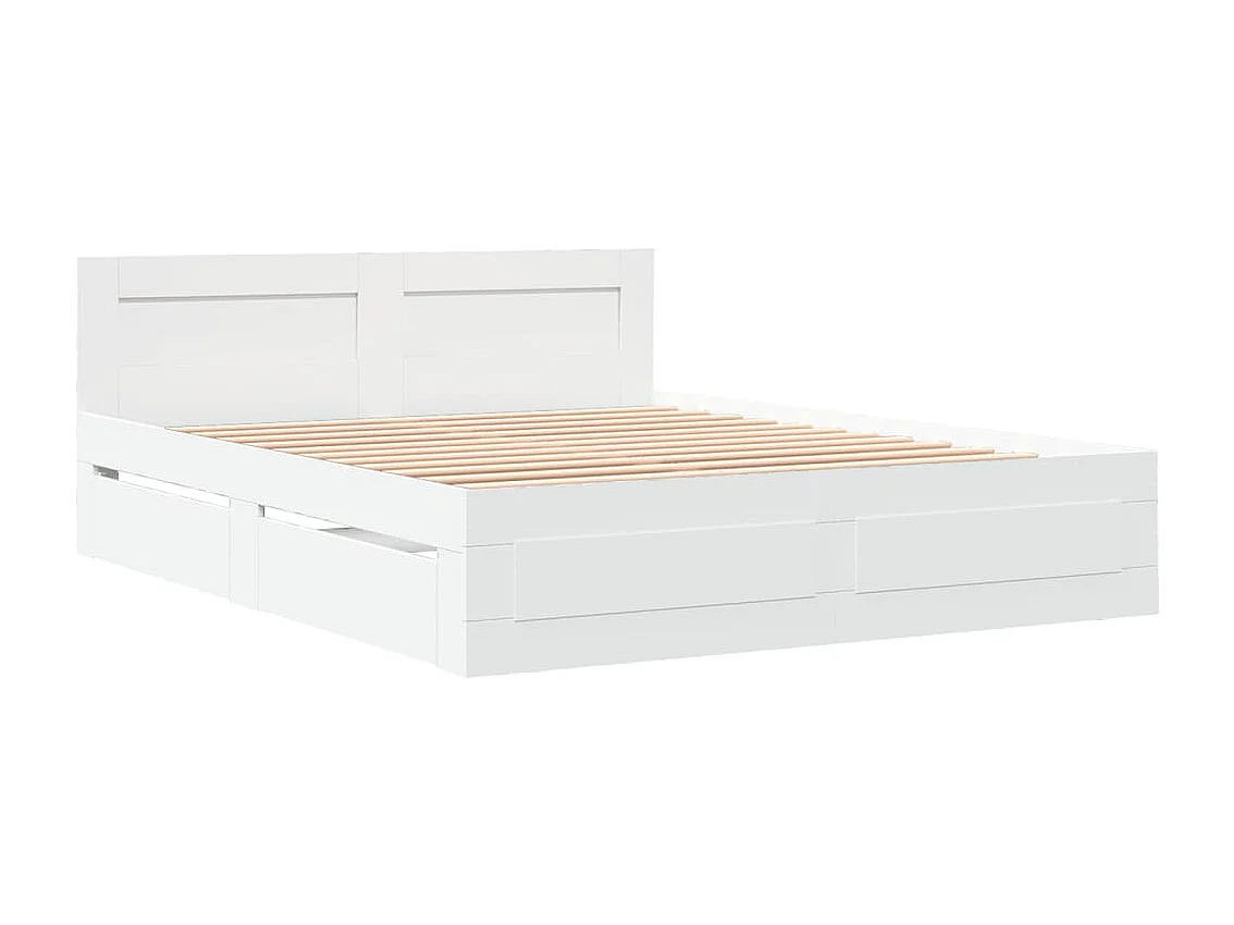 Bettgestell mit Kopfteil ohne Matratze Weiß 150x200 cm