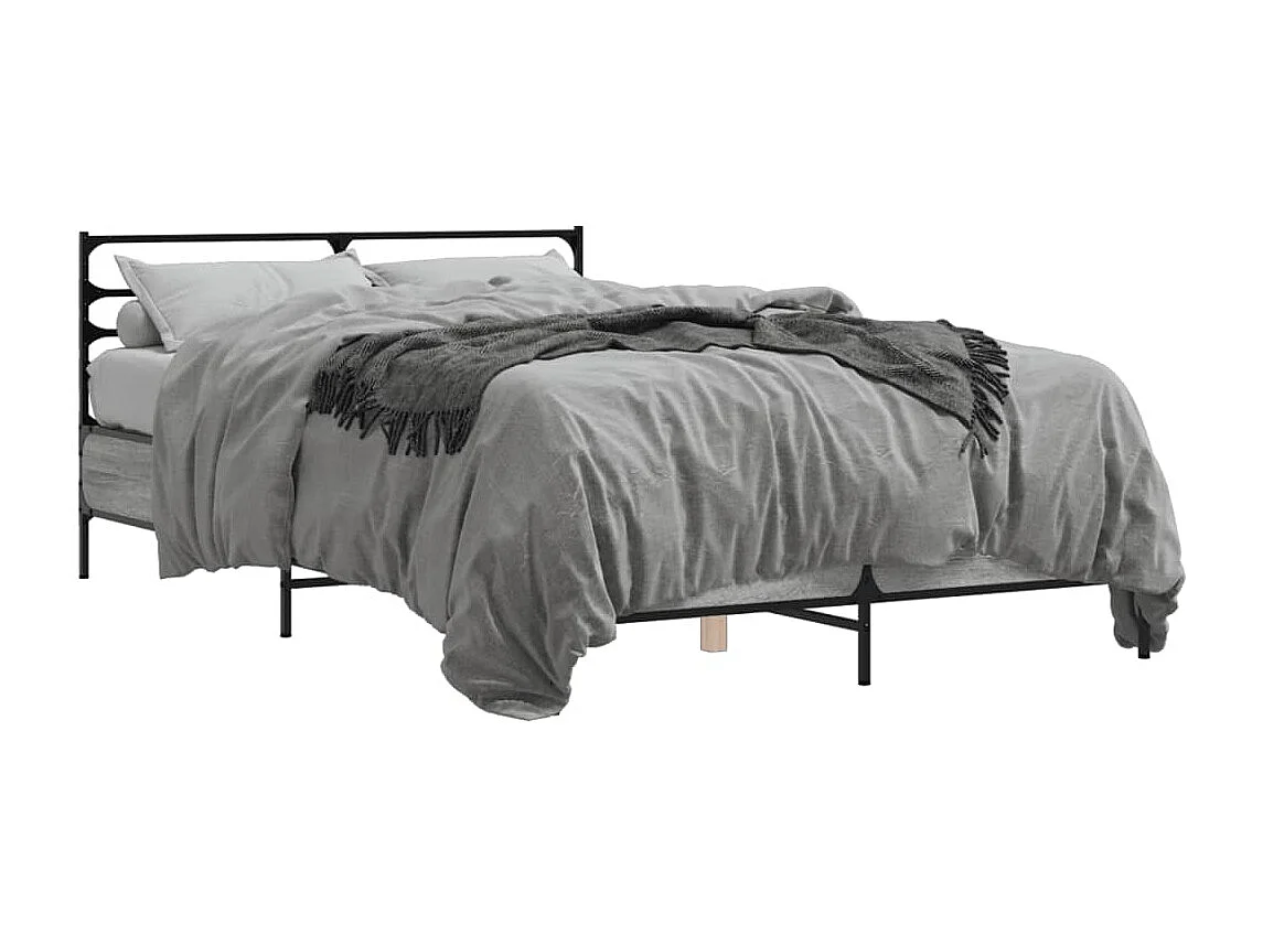 Bettgestell Grau Sonoma 140x200 cm Holzwerkstoff und Metall