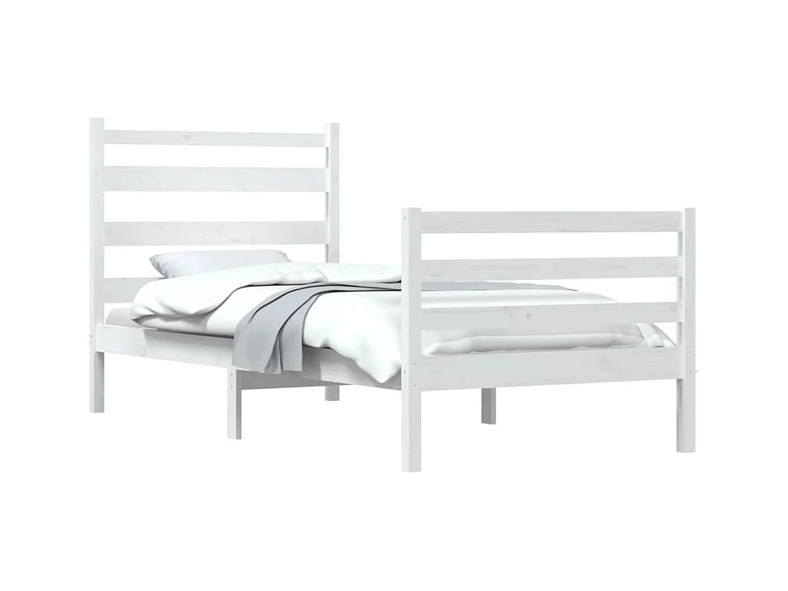 Bedframe massief grenenhout wit 100x200 cm