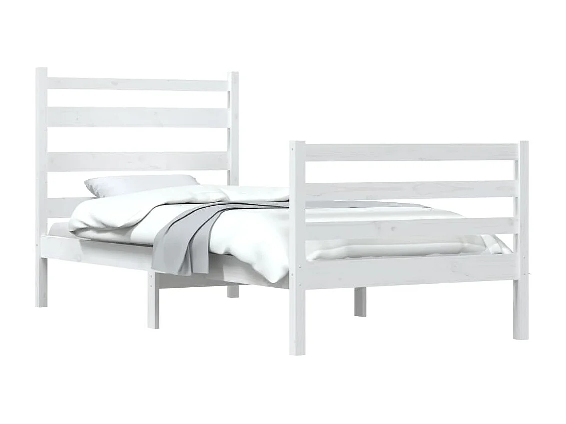 Cadre de lit sans matelas bois de pin massif 100x200 cm blanc