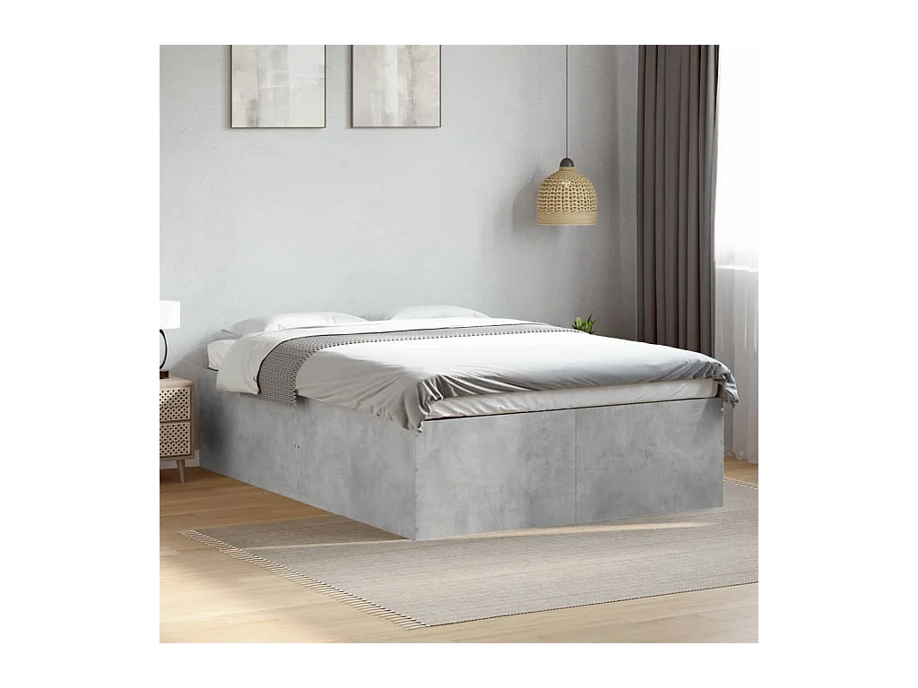 Bedframe bewerkt hout betongrijs 140x190 cm