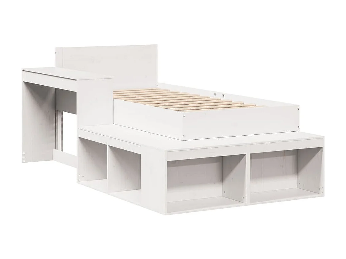 Letto senza Materasso Bianco 75x190 in Legno Massello di Pino