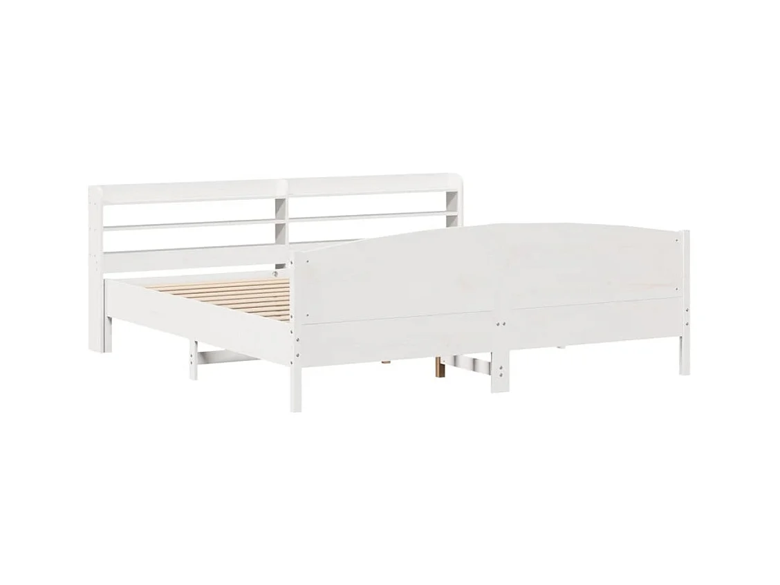 Cama sem colchão 200x200 cm madeira de pinho maciça branco