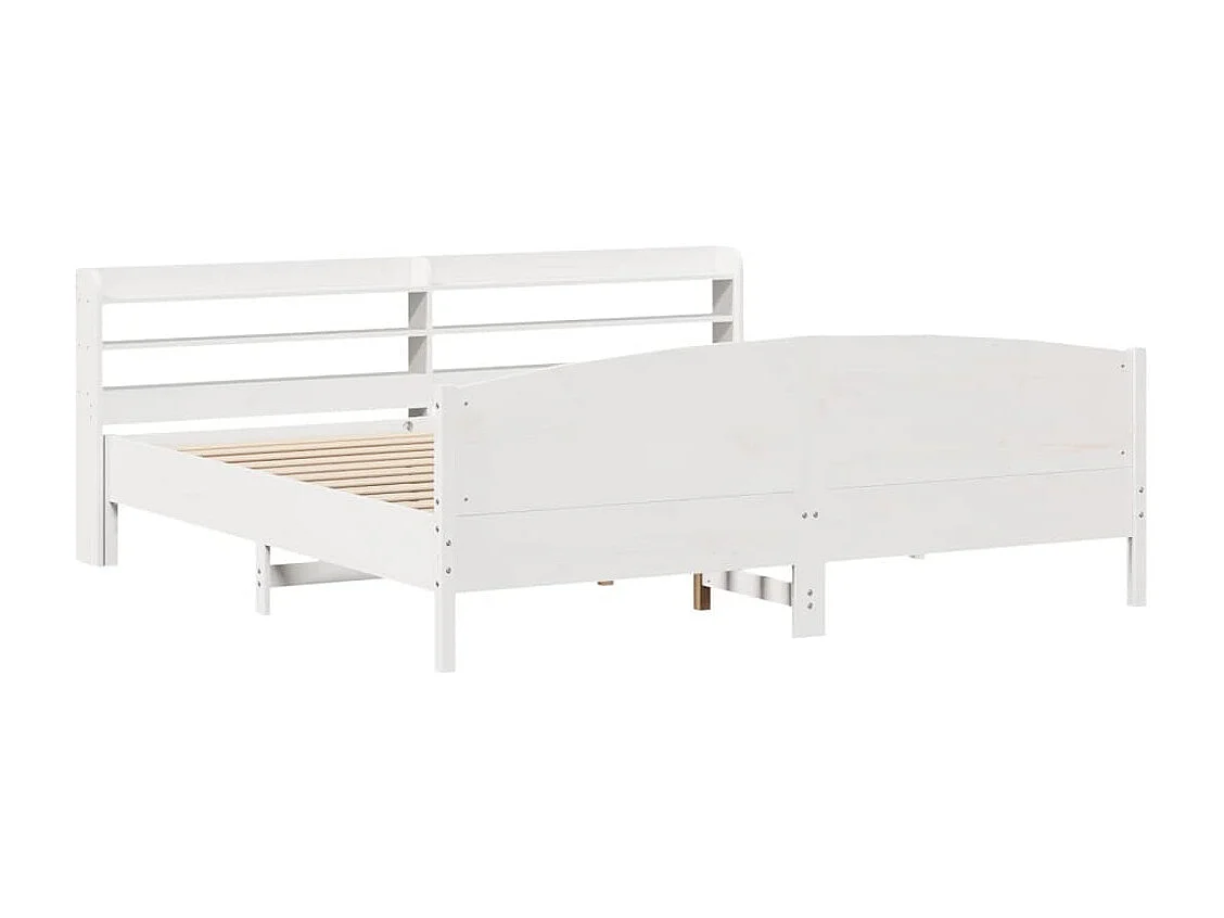 Cadre de lit sans matelas blanc 200x200 cm bois massif de pin
