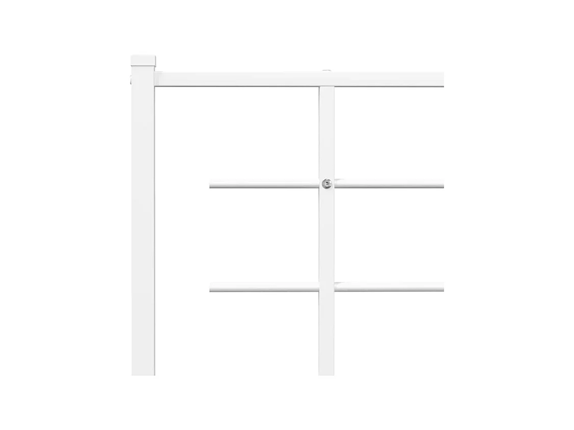 Cadre de lit métal sans matelas et pied de lit blanc 135x190 cm