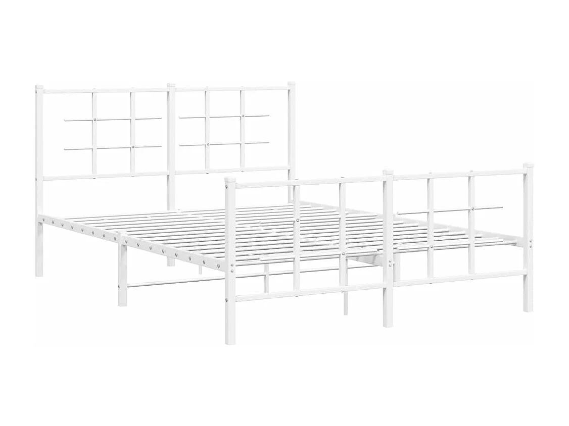 Giroletto con Testiera e Pediera Metallo Bianco 135x190 cm