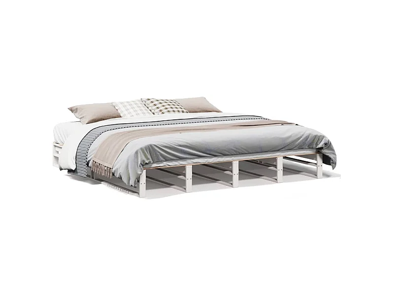Cadre de lit sans matelas blanc 180x200 cm bois massif de pin