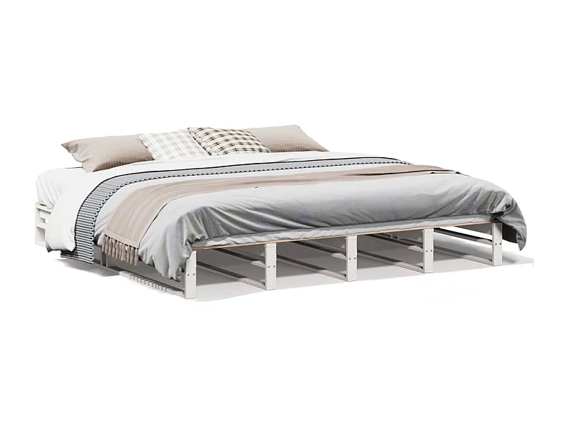 Bedframe zonder matras massief grenenhout wit 180x200 cm