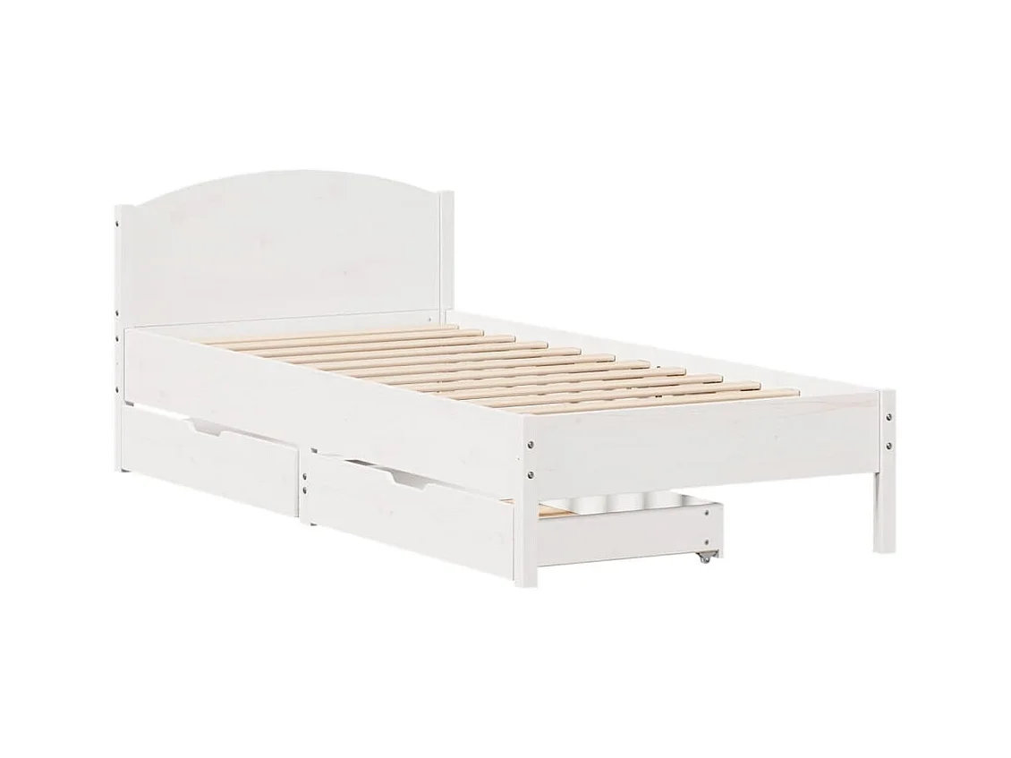 Cadre de lit sans matelas blanc 75x190 cm bois de pin massif