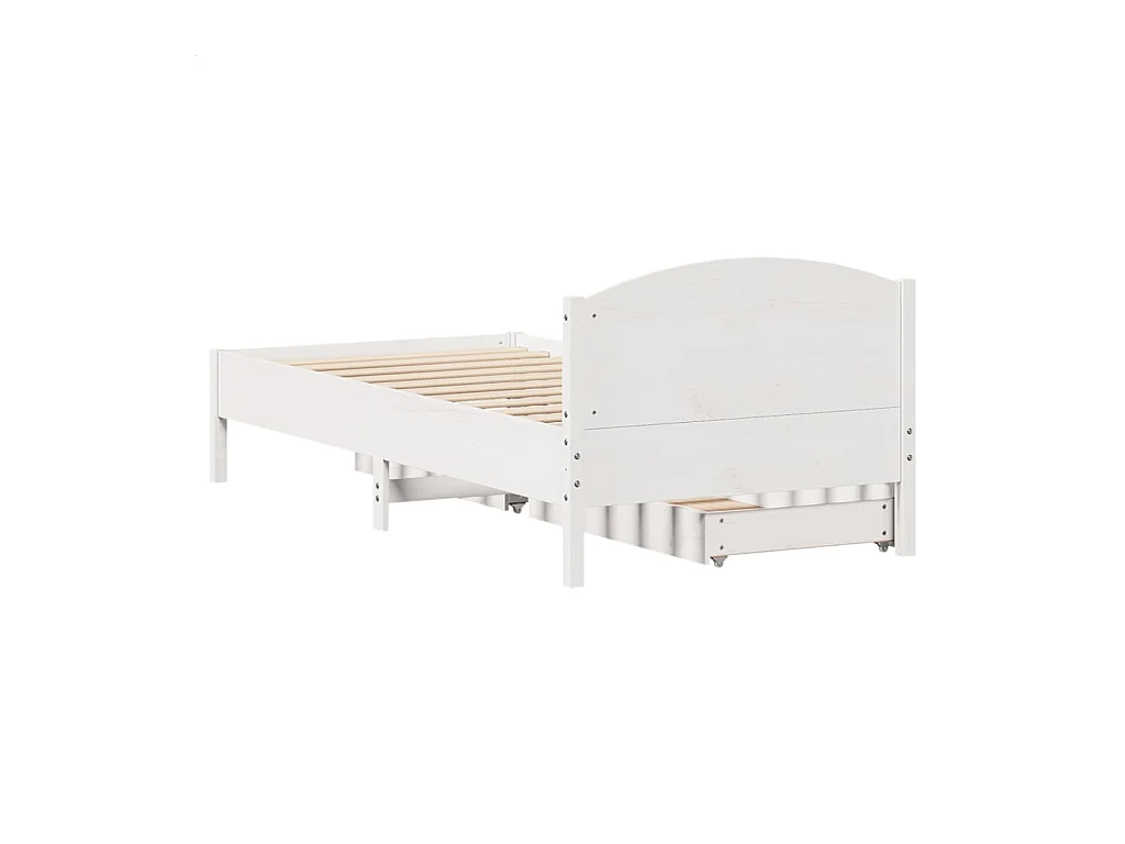 Cadre de lit sans matelas blanc 75x190 cm bois de pin massif