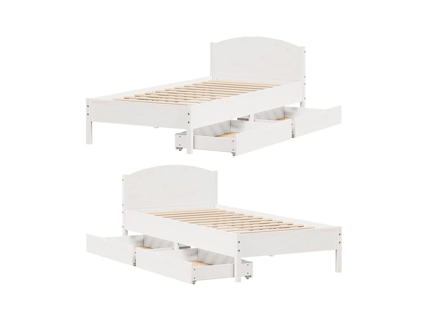Cadre de lit sans matelas blanc 75x190 cm bois de pin massif