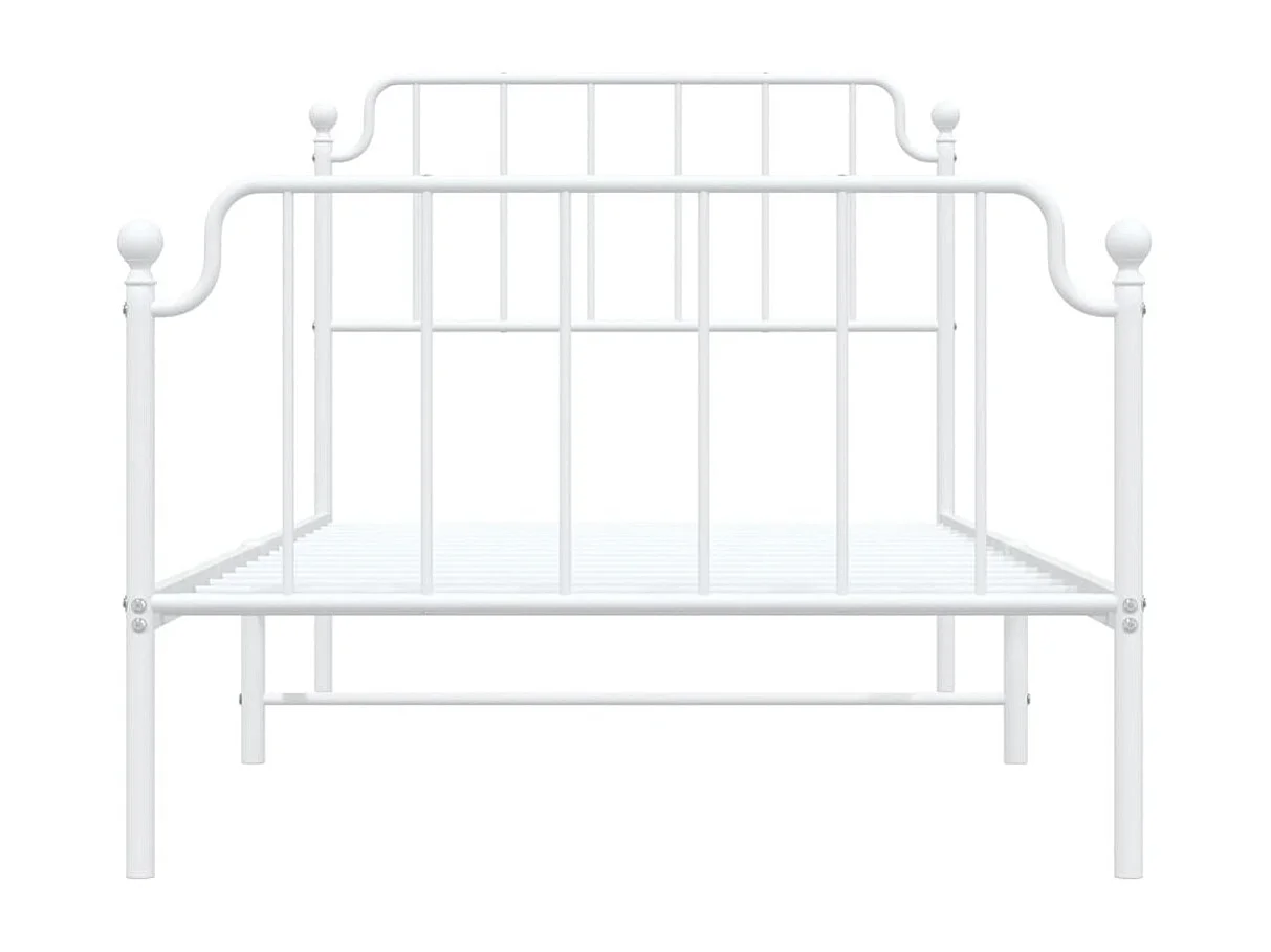 Cadre de lit métal sans matelas et pied de lit blanc 100x190 cm