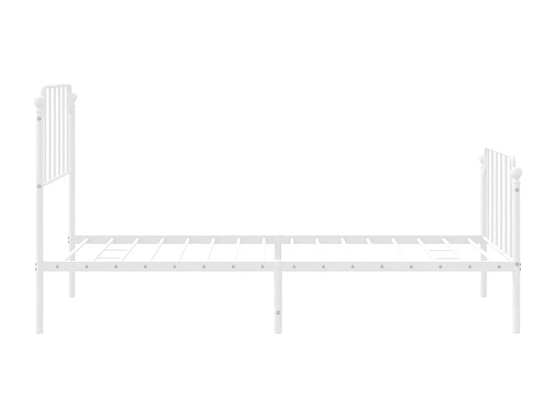 Cadre de lit métal sans matelas et pied de lit blanc 100x190 cm