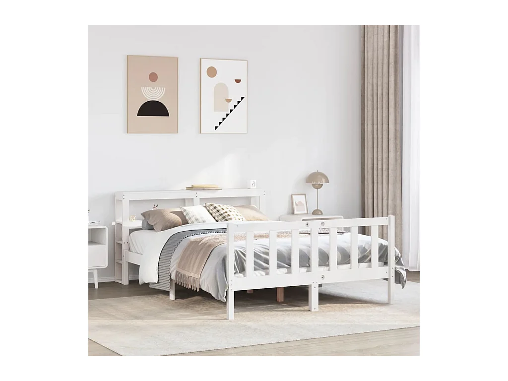 Cadre de lit sans matelas blanc 140x200 cm bois de pin massif