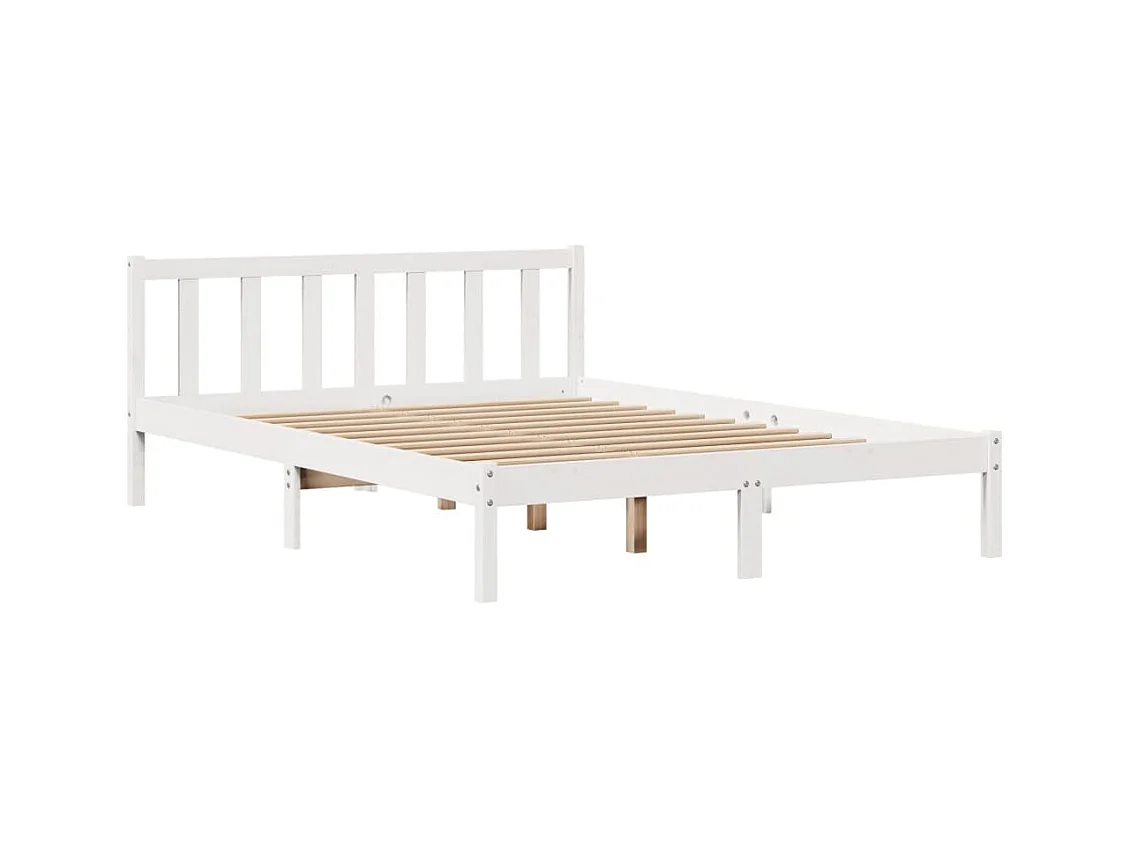 Cadre de lit sans matelas blanc 140x200 cm bois de pin massif