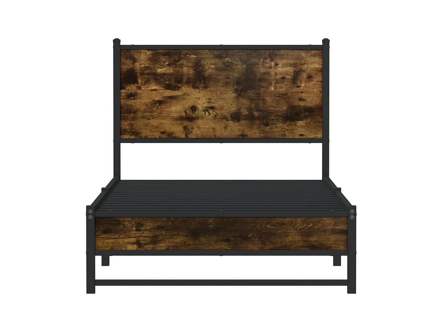 Cadre de lit en métal sans matelas chêne fumé 75x190 cm