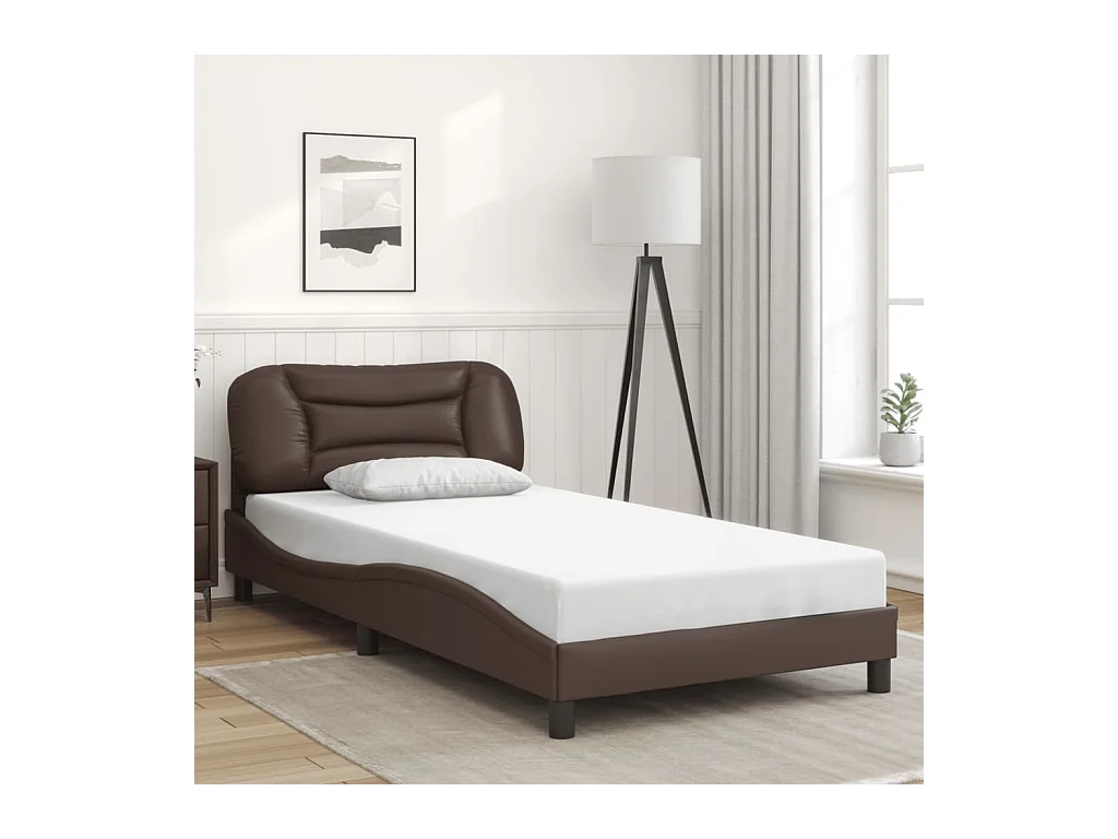 Giroletto con Testiera Marrone 100x200 cm in Similpelle