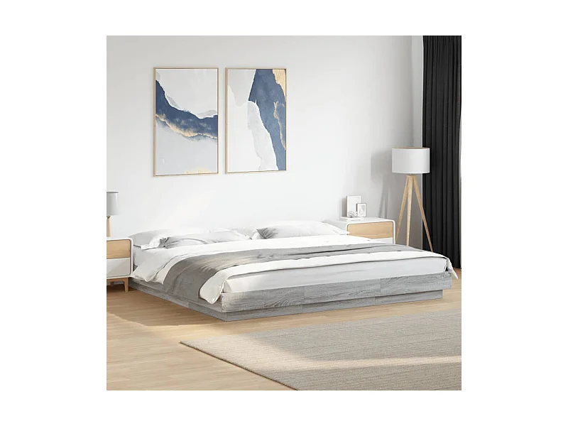 Bedframe bewerkt hout grijs sonoma eikenkleurig 200x200 cm