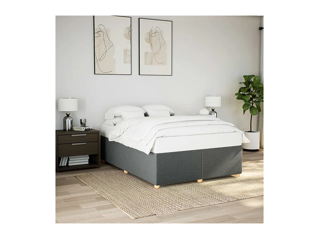 Bedframe zonder matras stof donkergrijs 140x190 cm