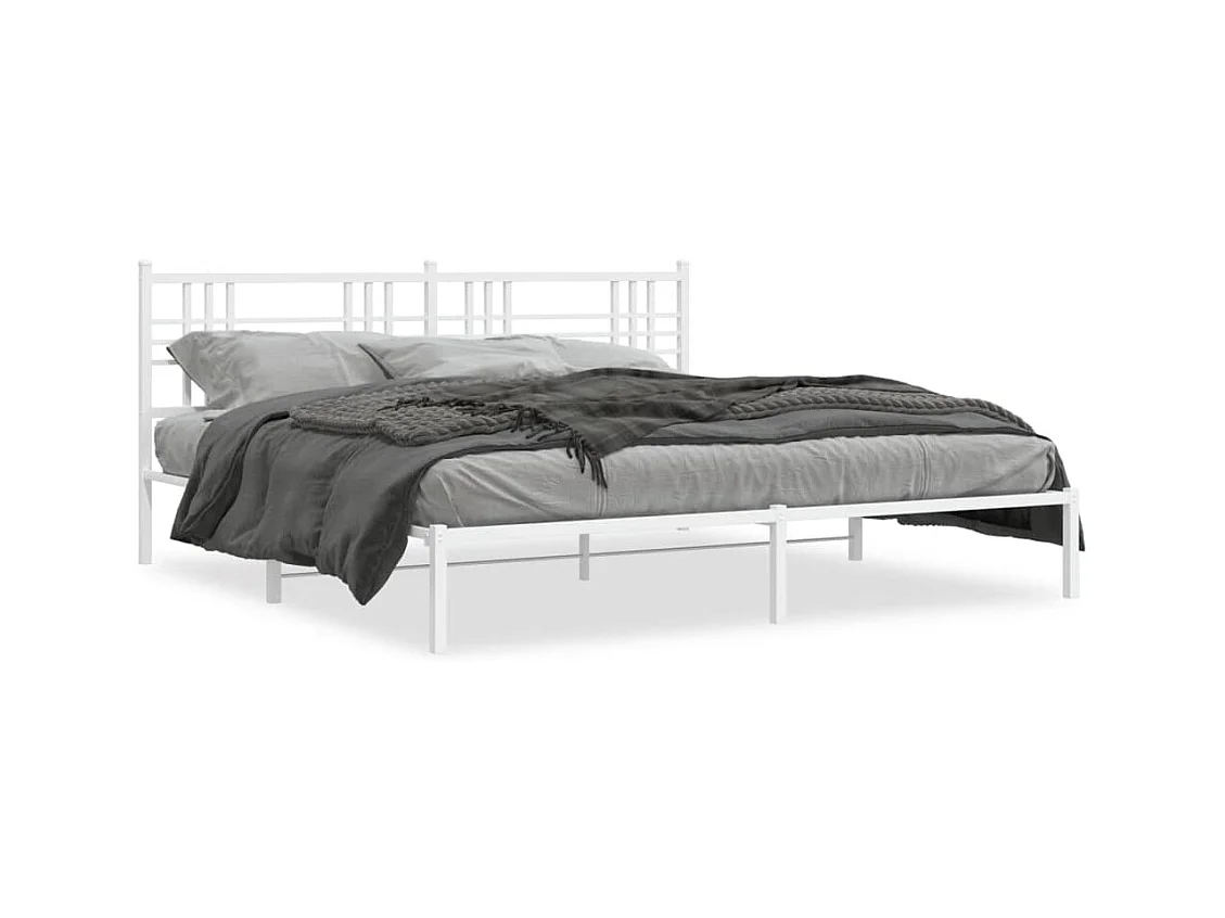 Estrutura de cama com cabeceira 200x200 cm metal branco