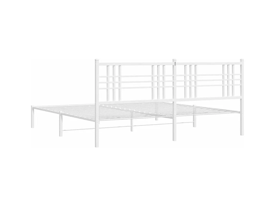 Estrutura de cama com cabeceira 200x200 cm metal branco