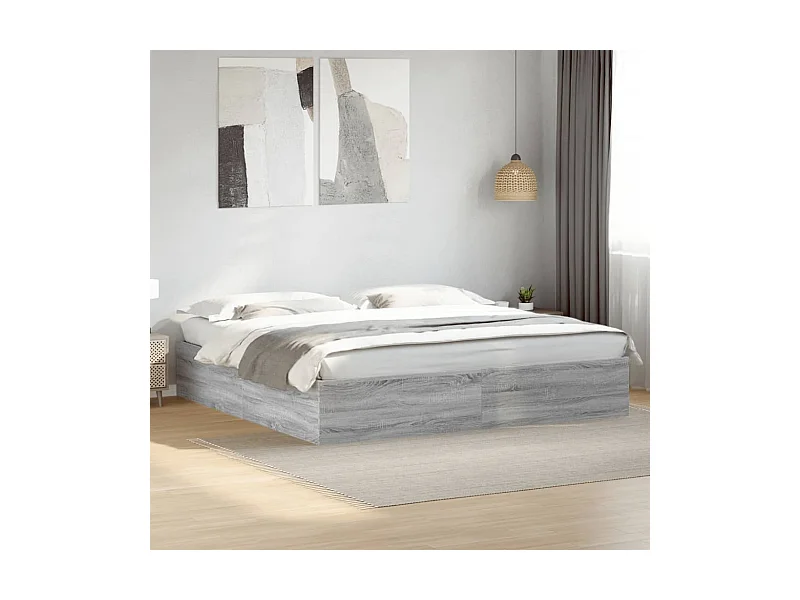 Bettgestell Grau Sonoma 200x200 cm Holzwerkstoff