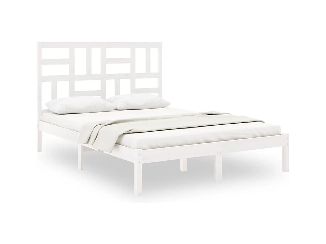 Estructura de cama madera maciza blanca King Size 150x200 cm