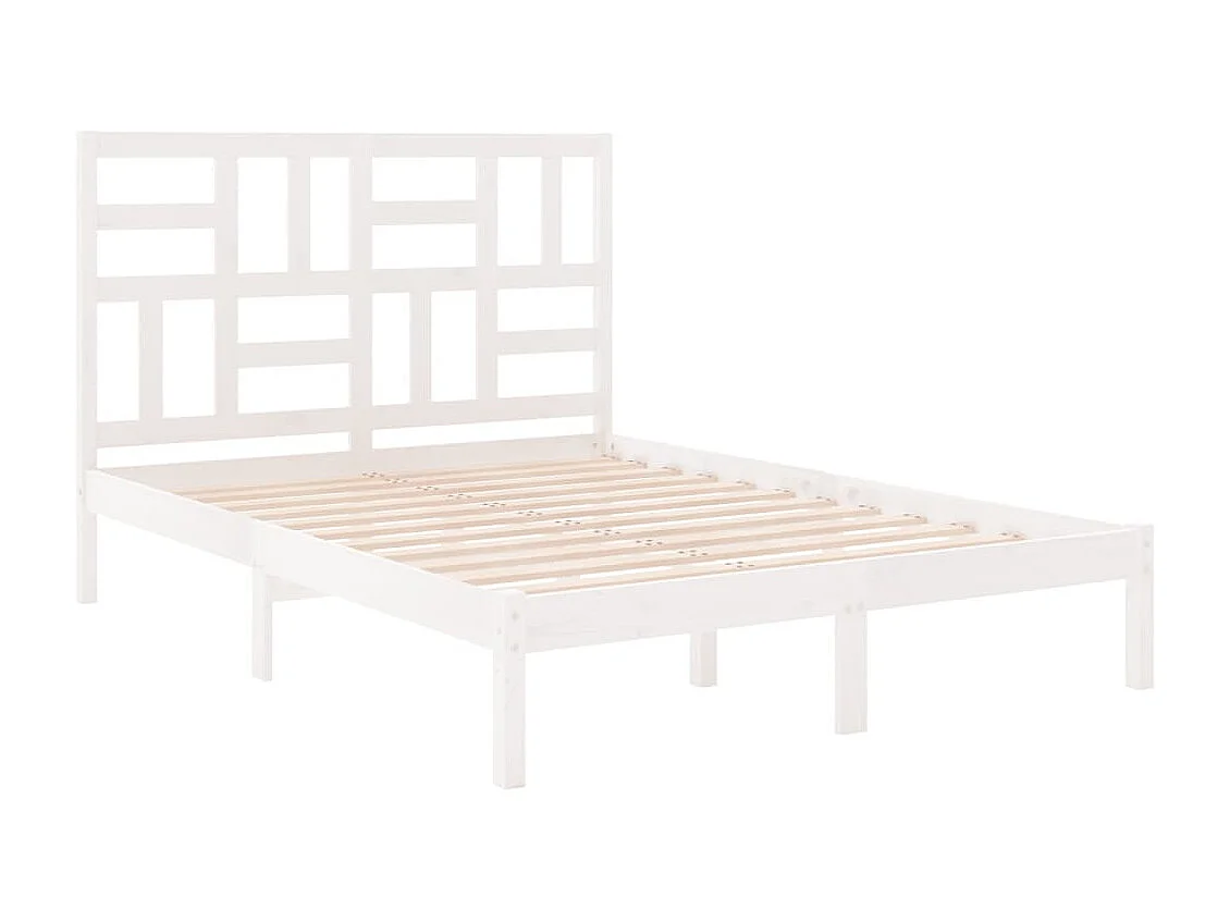 Cadre de lit sans matelas blanc bois massif 150x200 cm