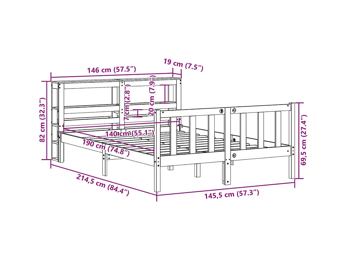 Cadre de lit sans matelas blanc 120x200 cm