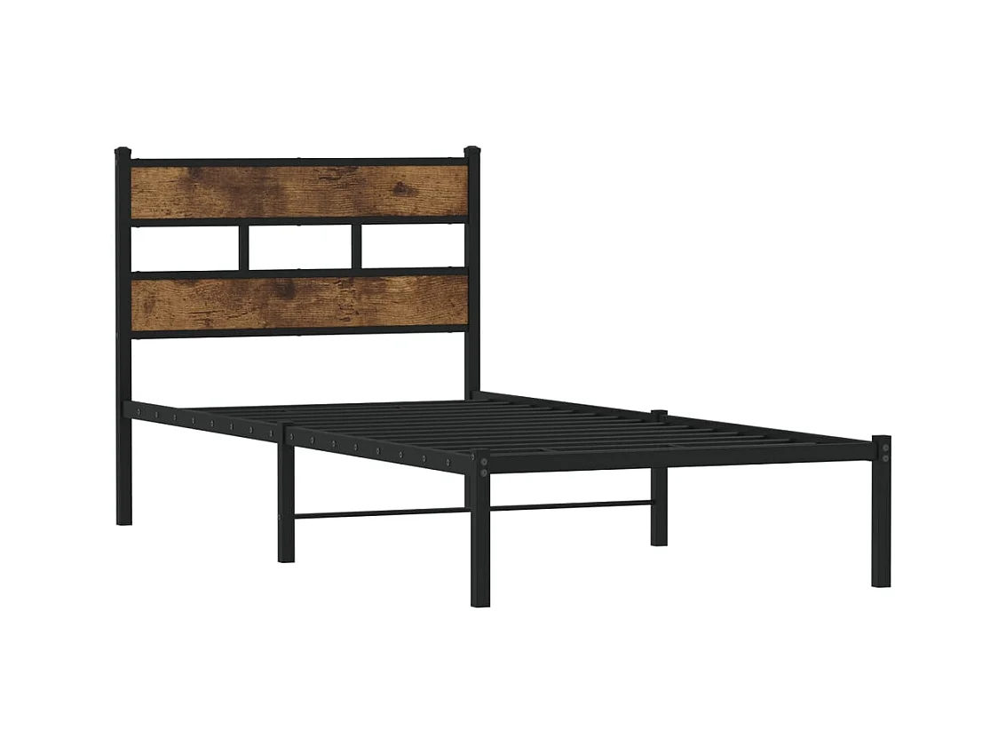 Estrutura de cama sem colchão 90x200 cm metal carvalho fumado