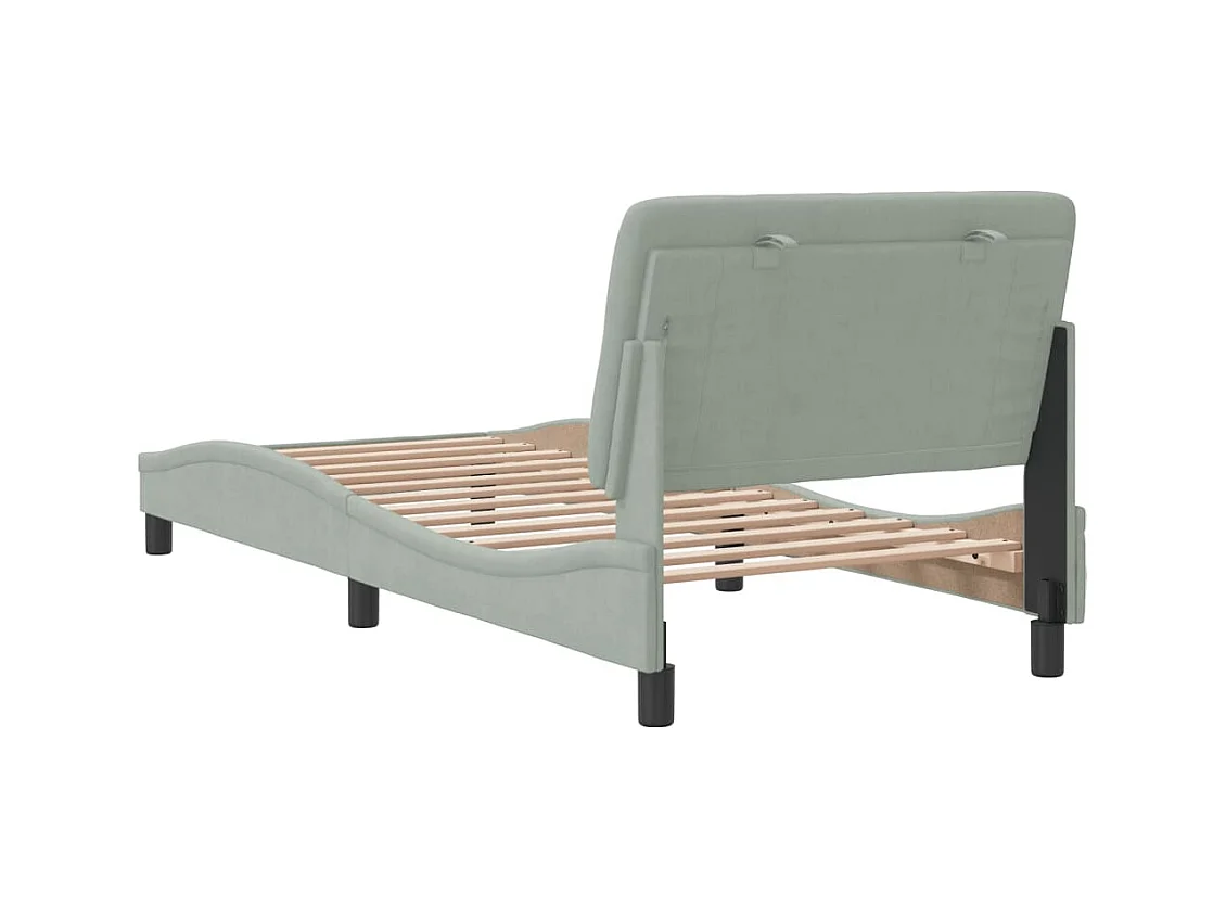 Estructura de cama sin colchón terciopelo gris claro 90x200 cm