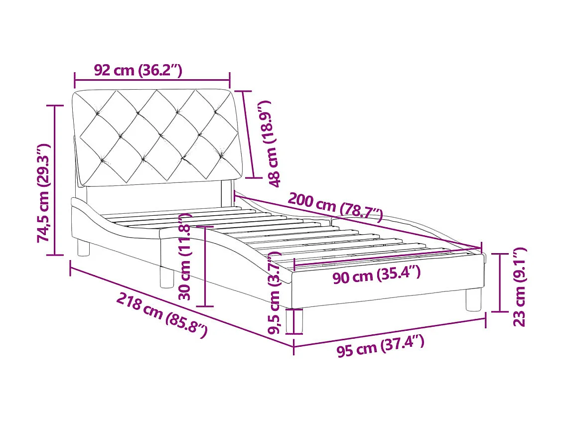 Bedframe zonder matras 90x200 cm fluweel lichtgrijs