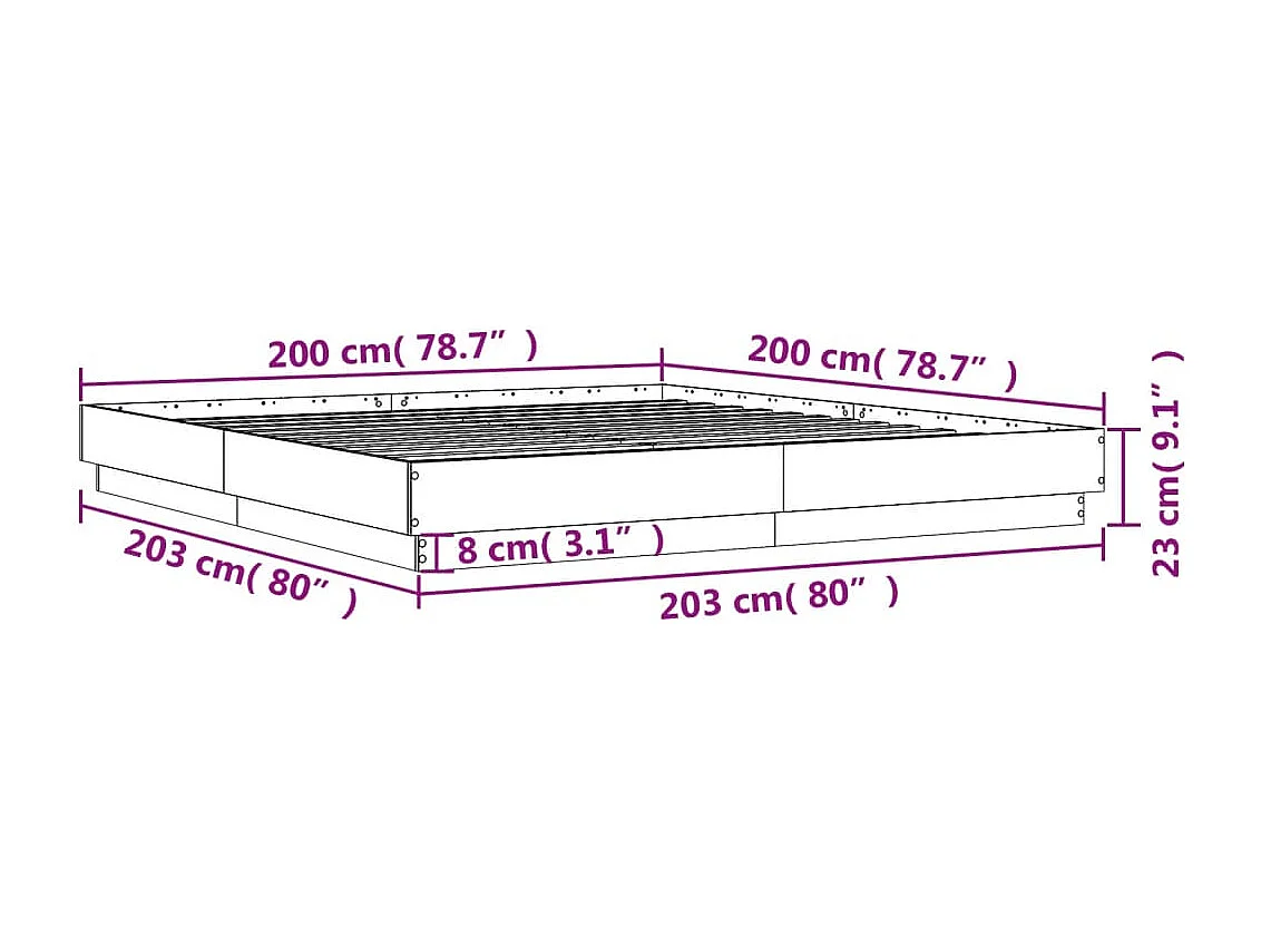 Bettgestell Schwarz 200x200 cm Holzwerkstoff