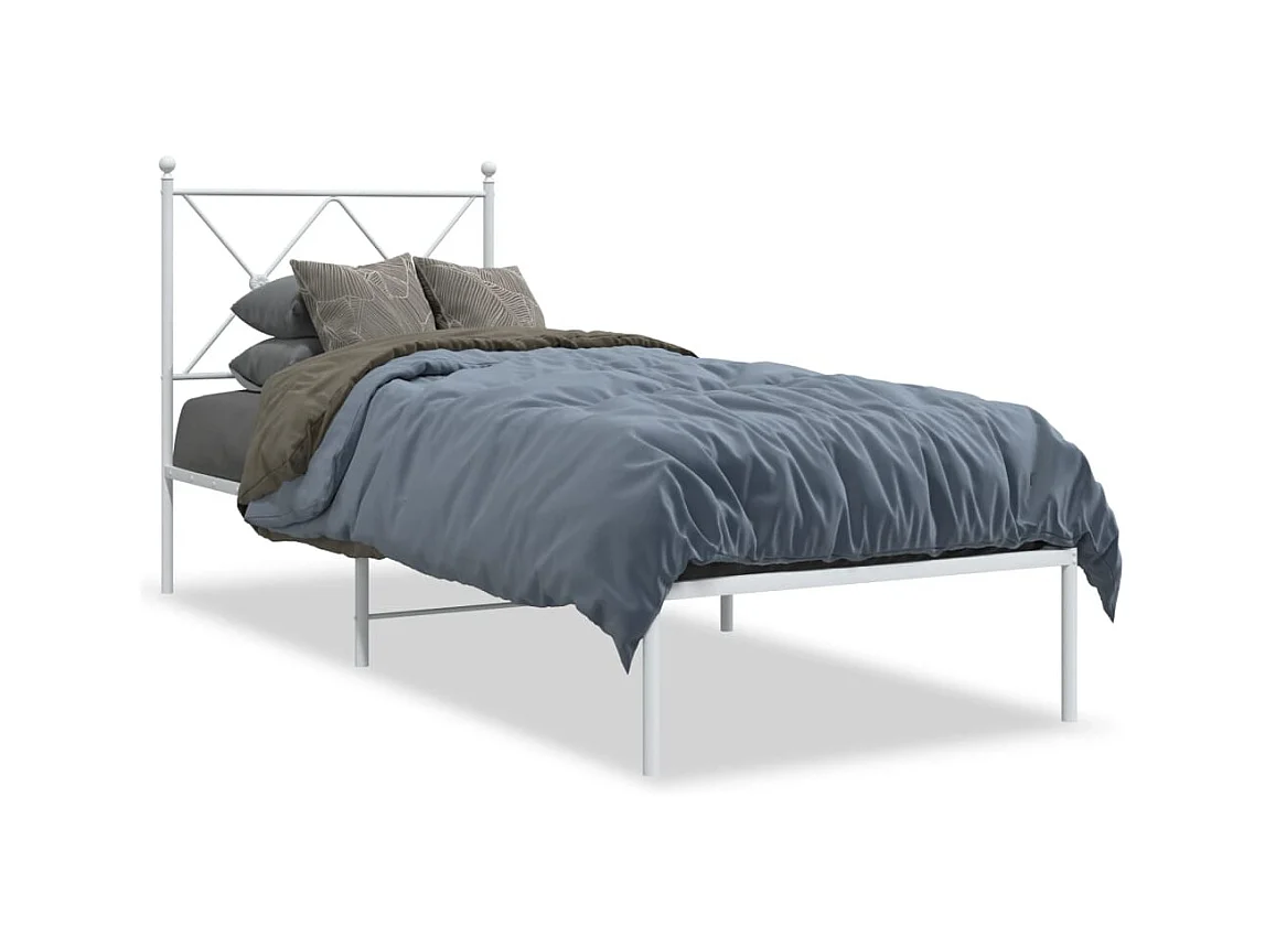 Bedframe met hoofdbord zonder matras metaal wit 75x190 cm