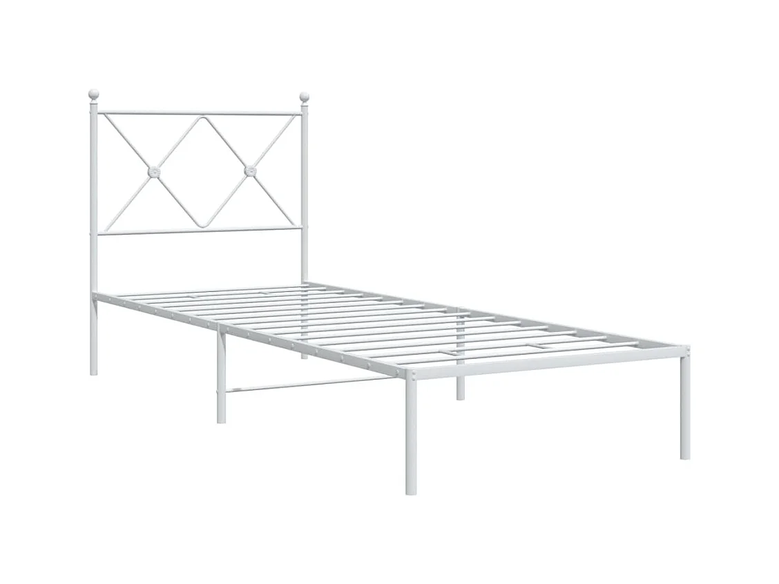 Bedframe met hoofdbord zonder matras metaal wit 75x190 cm