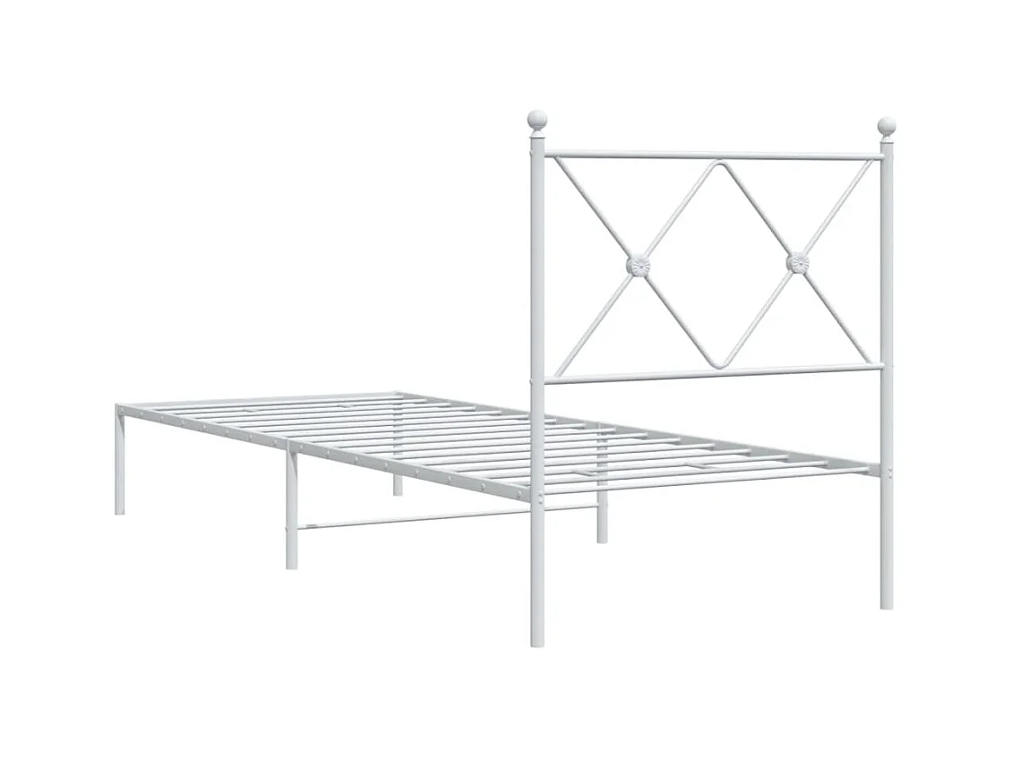 Bedframe met hoofdbord zonder matras metaal wit 75x190 cm