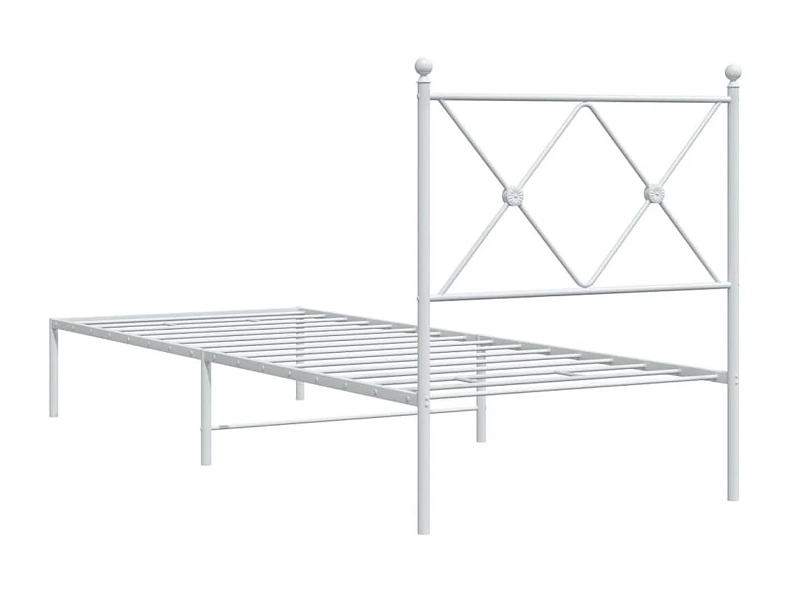Bedframe met hoofdbord zonder matras metaal wit 75x190 cm
