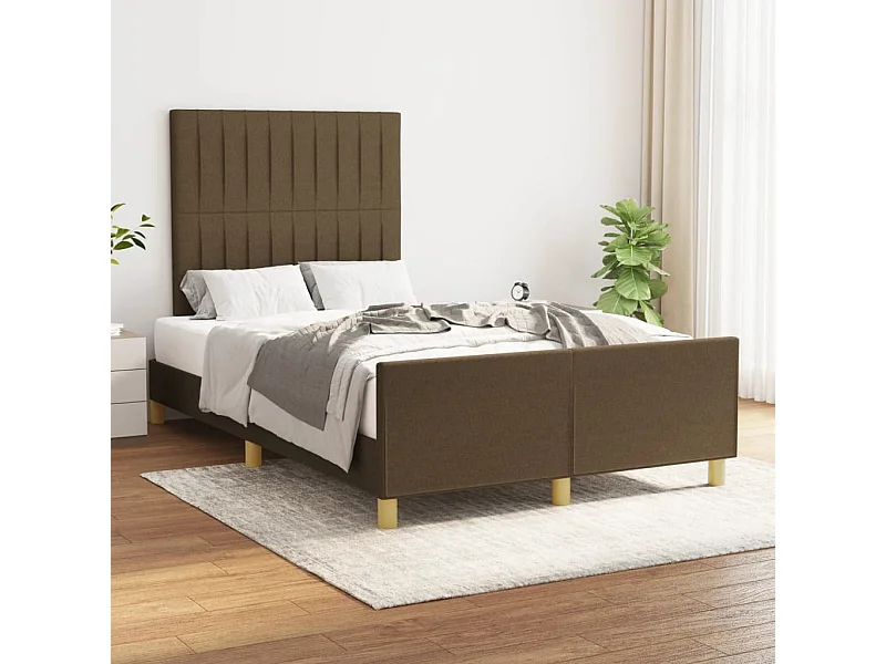 Giroletto con Testiera Marrone Scuro 120x190 cm in Tessuto