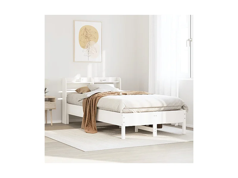 Cadre de lit sans matelas blanc 90x200 cm bois de pin massif