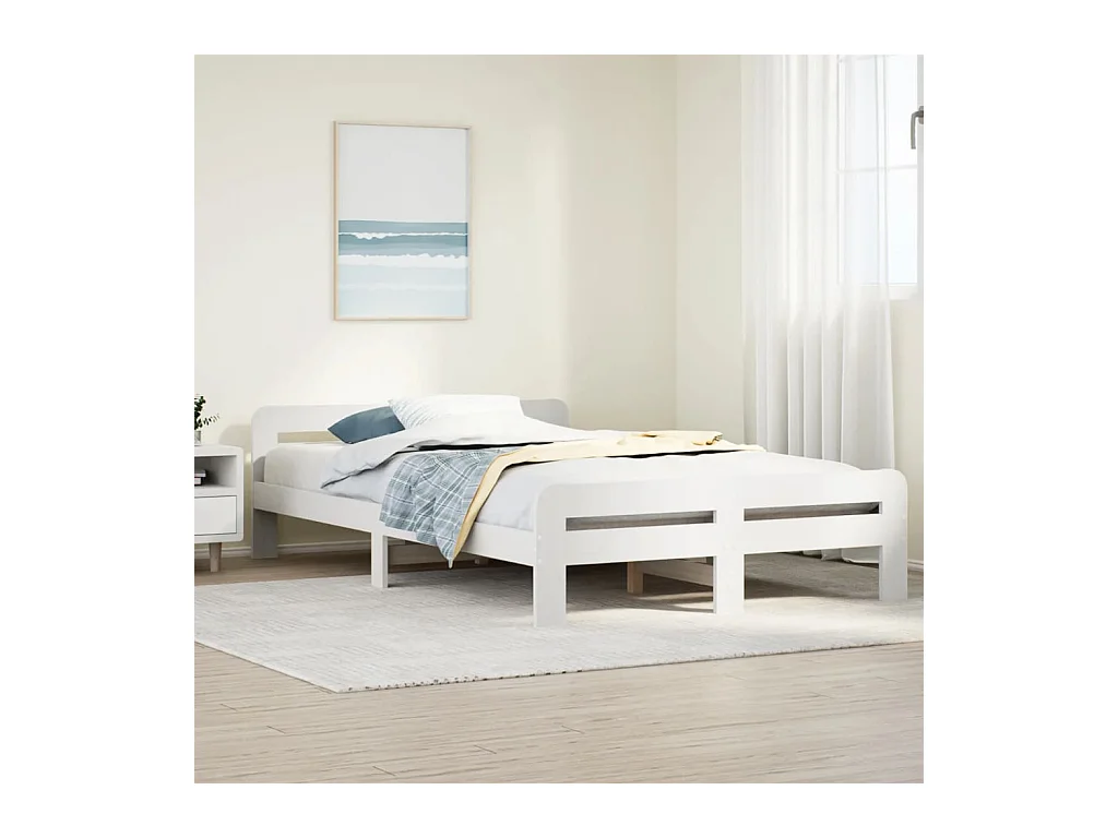 Letto senza Materasso Bianco 120x190 cm Legno Massello di Pino