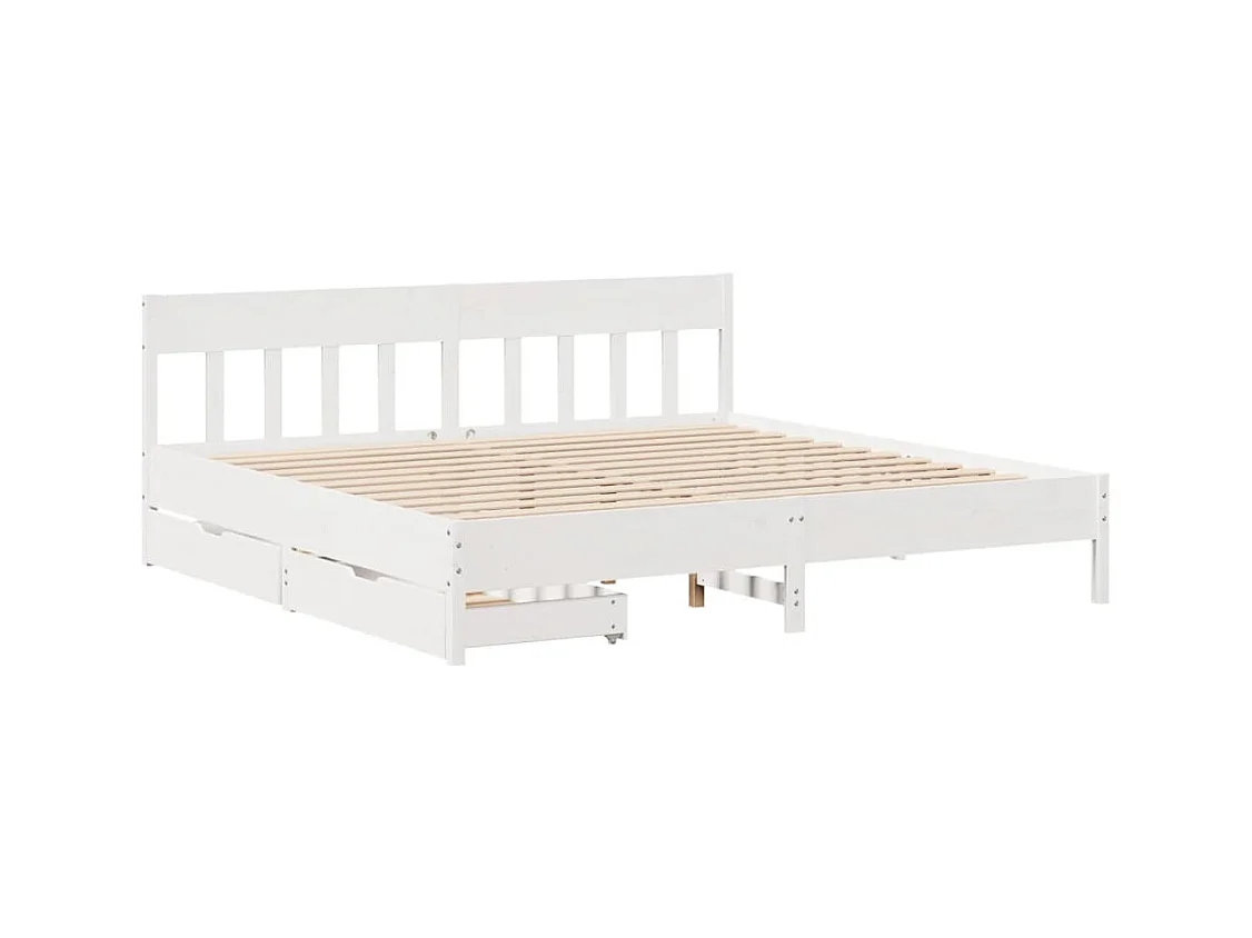 Cadre de lit sans matelas blanc 200x200 cm bois massif de pin
