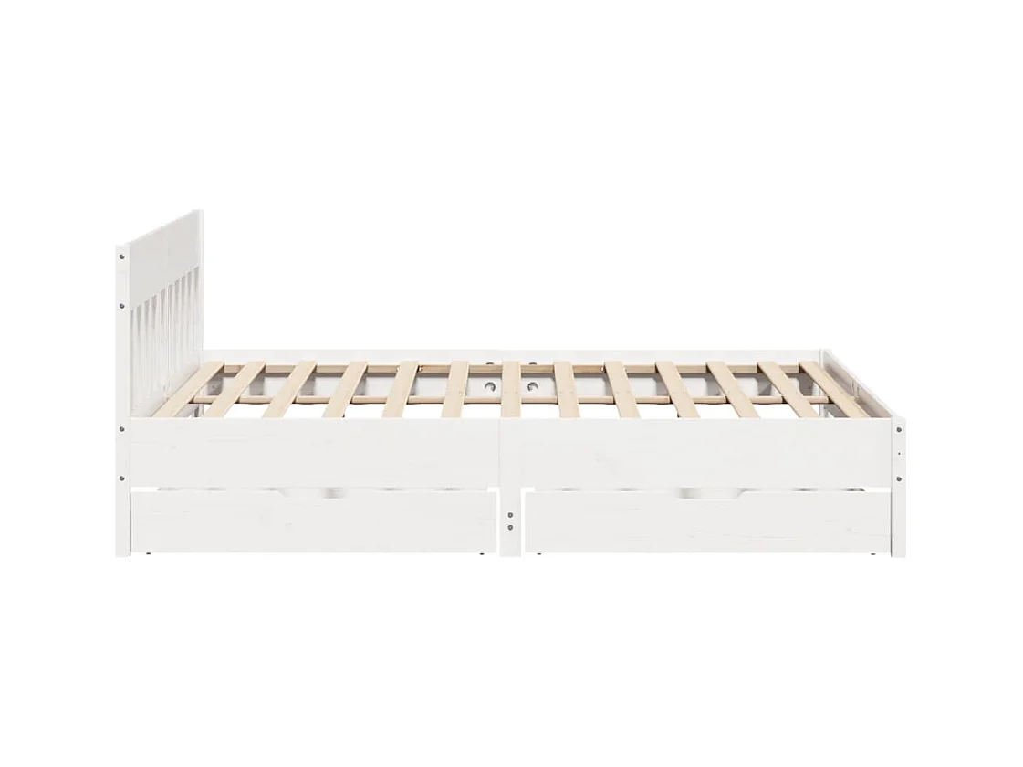 Cadre de lit sans matelas blanc 200x200 cm bois massif de pin