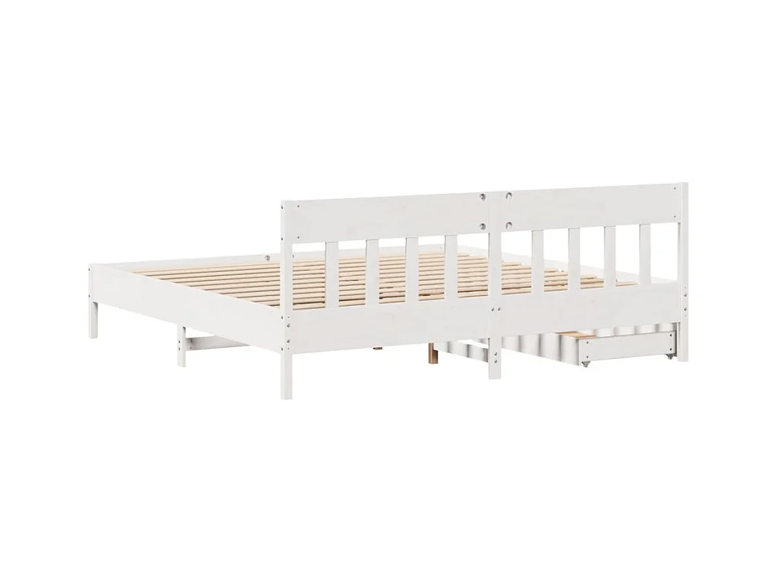 Cadre de lit sans matelas blanc 200x200 cm bois massif de pin