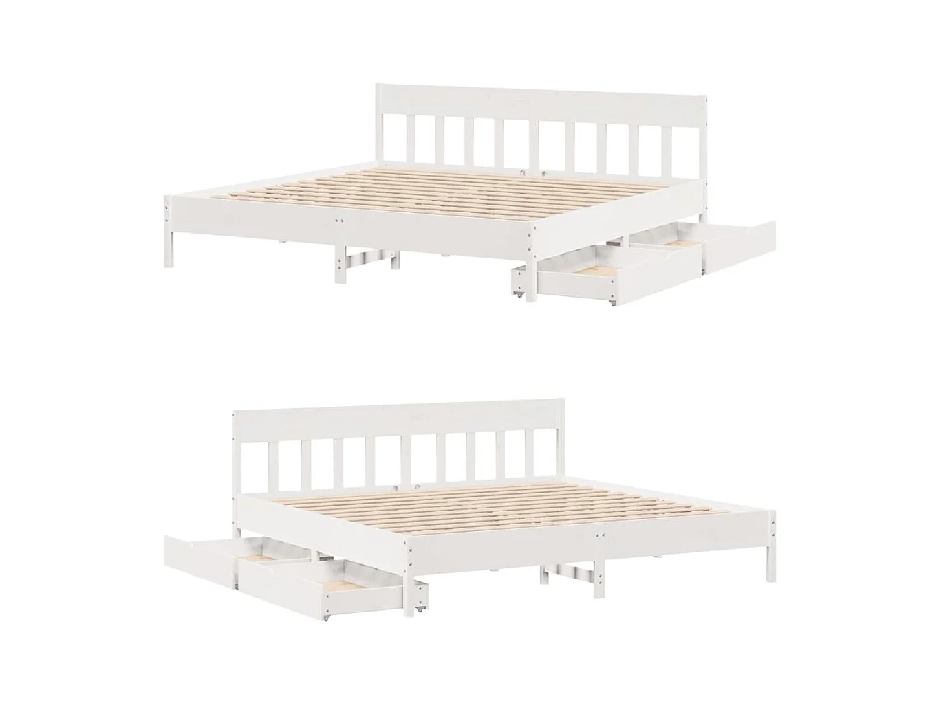 Cadre de lit sans matelas blanc 200x200 cm bois massif de pin