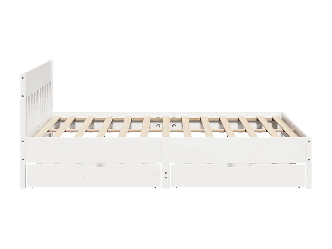 Cadre de lit sans matelas blanc 200x200 cm bois massif de pin