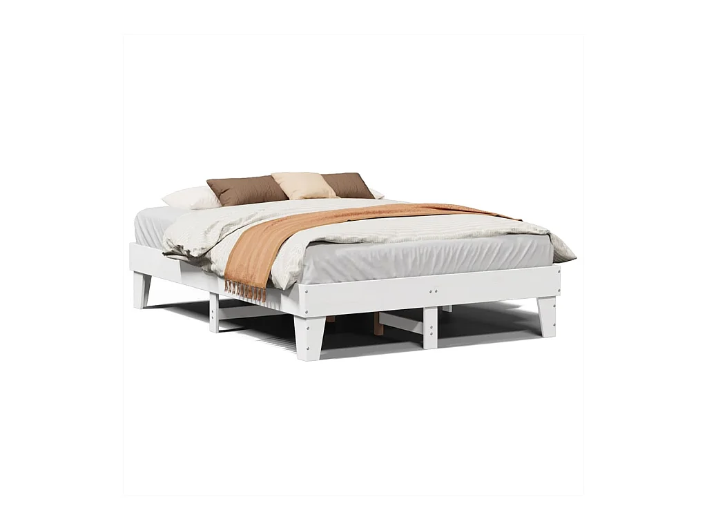 Cadre de lit sans matelas blanc 160x200 cm bois de pin massif