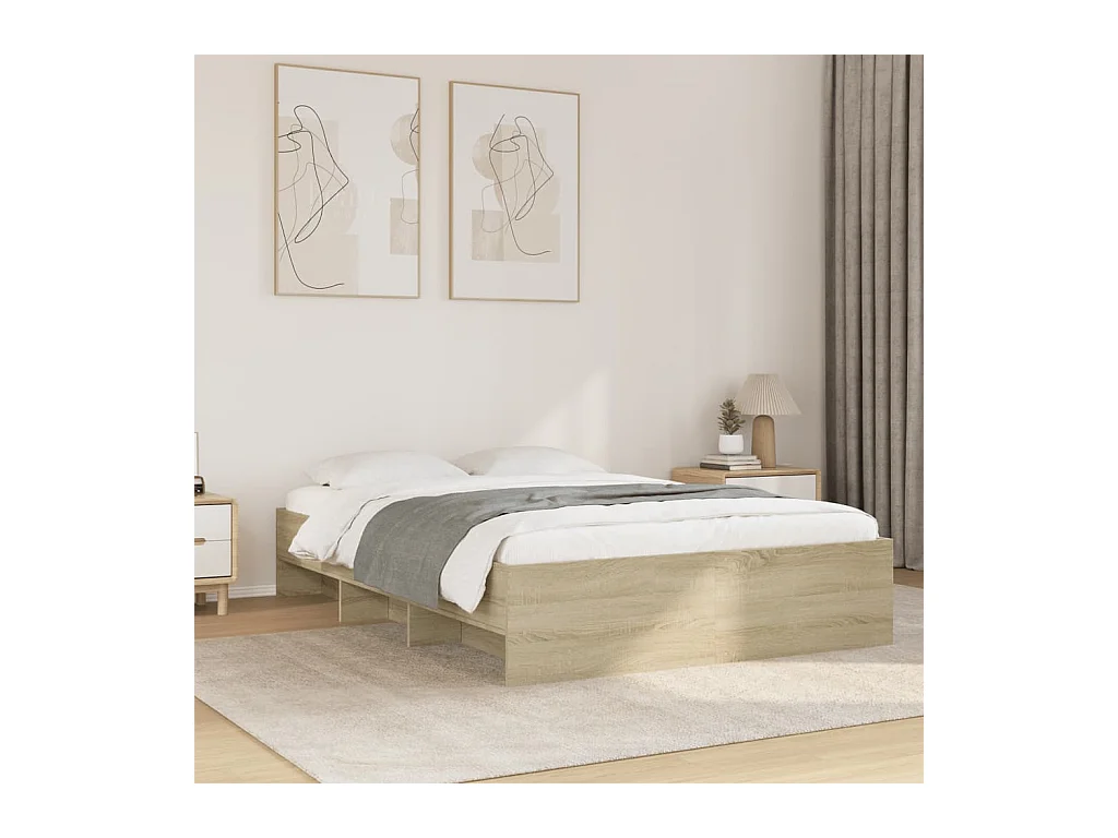 Cadre de lit sans matelas chêne sonoma 135x190 cm
