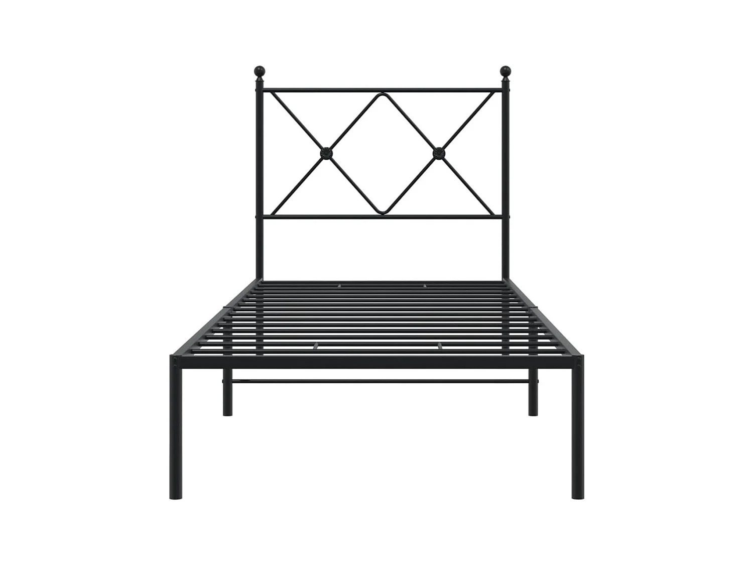 Cadre de lit métal sans matelas avec tête de lit noir 80x200 cm