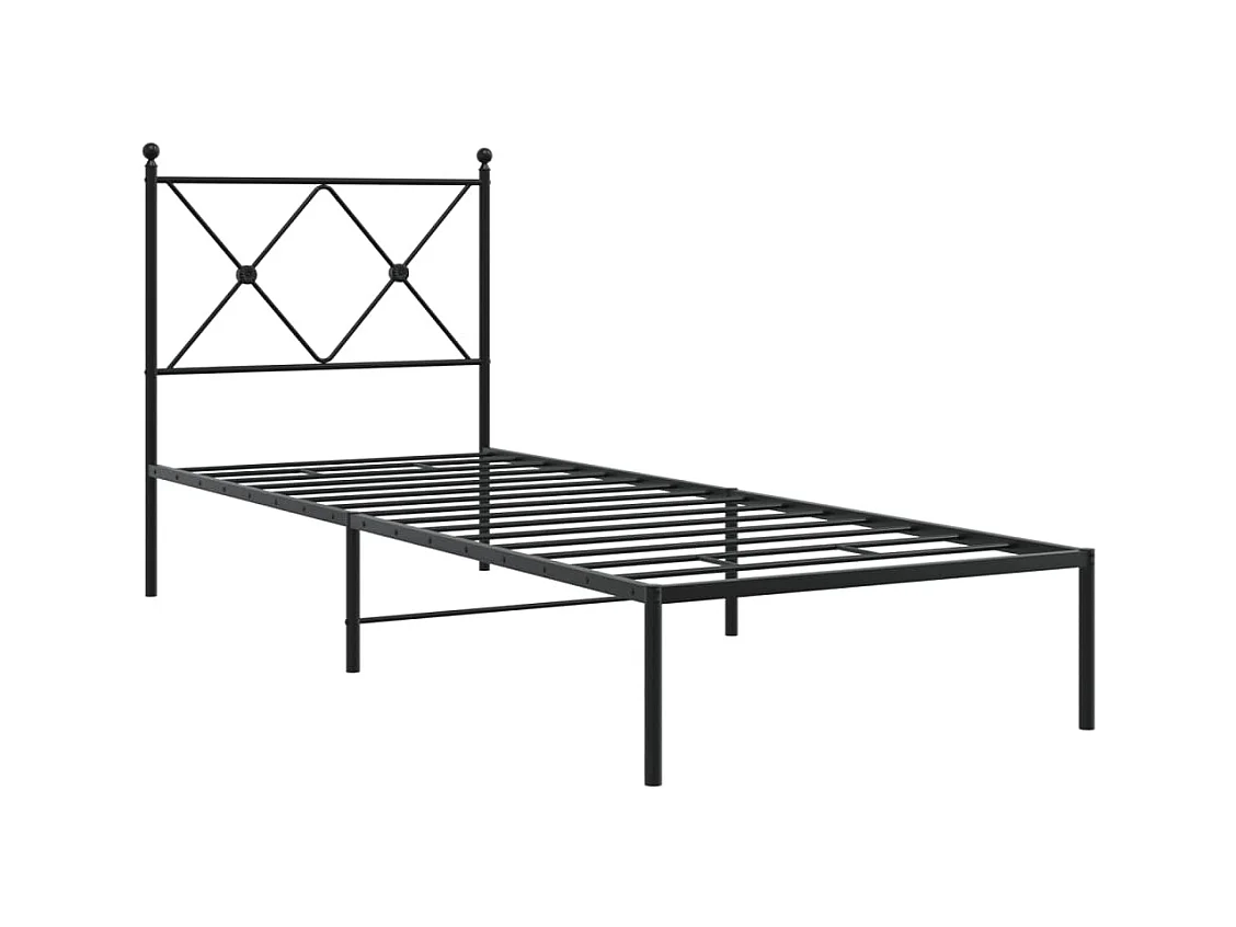 Cadre de lit métal sans matelas avec tête de lit noir 80x200 cm