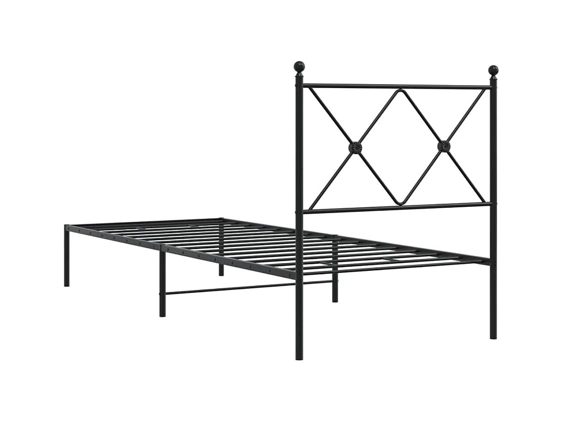 Cadre de lit métal sans matelas avec tête de lit noir 80x200 cm